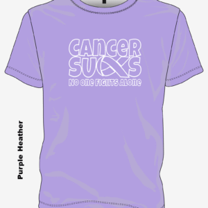Cancer Sucks – No One Fights Alone T-shirt in Purple, all cancers awareness shirt by Lainee’s Love