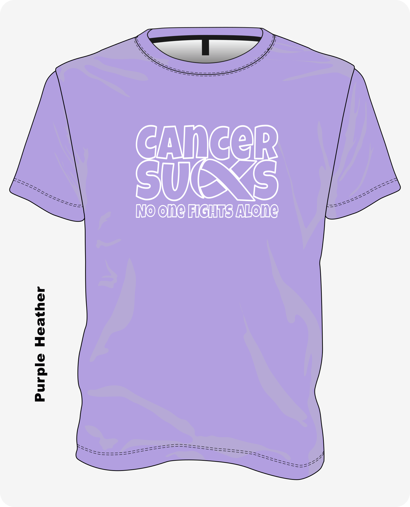 Cancer Sucks – No One Fights Alone T-shirt in Purple, all cancers awareness shirt by Lainee’s Love