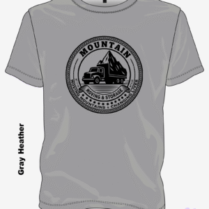 Mountain Moving & Storage Christian T-shirt in Gray Heather with black vintage seal design