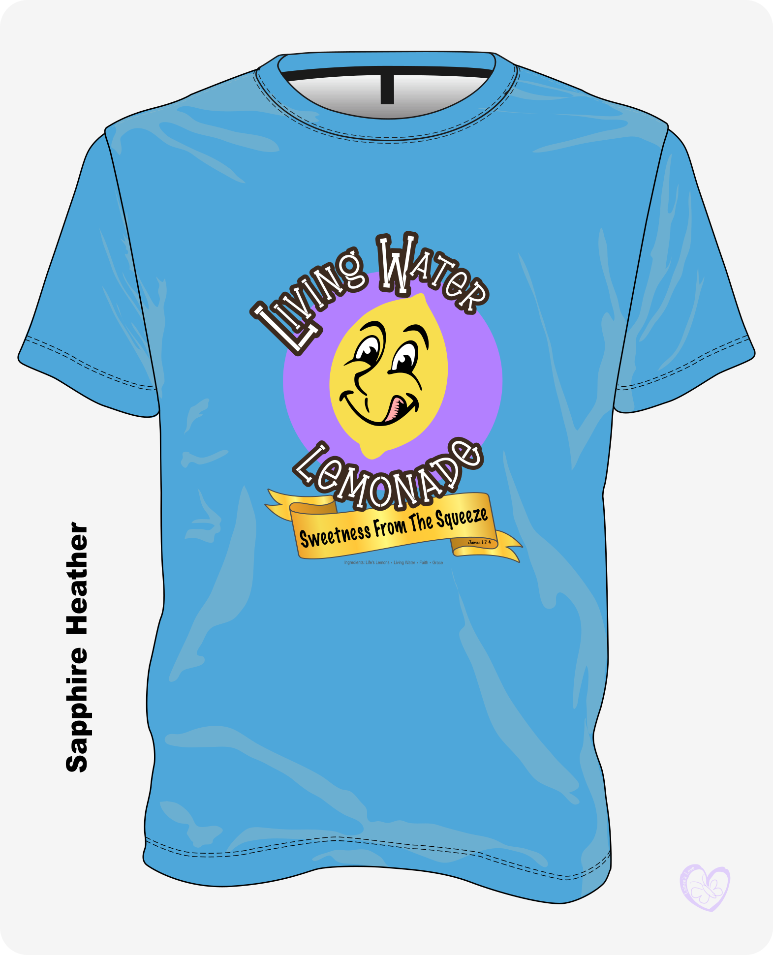 Sweetness From the Squeeze Living Water Lemonade shirt in sapphire heather blue